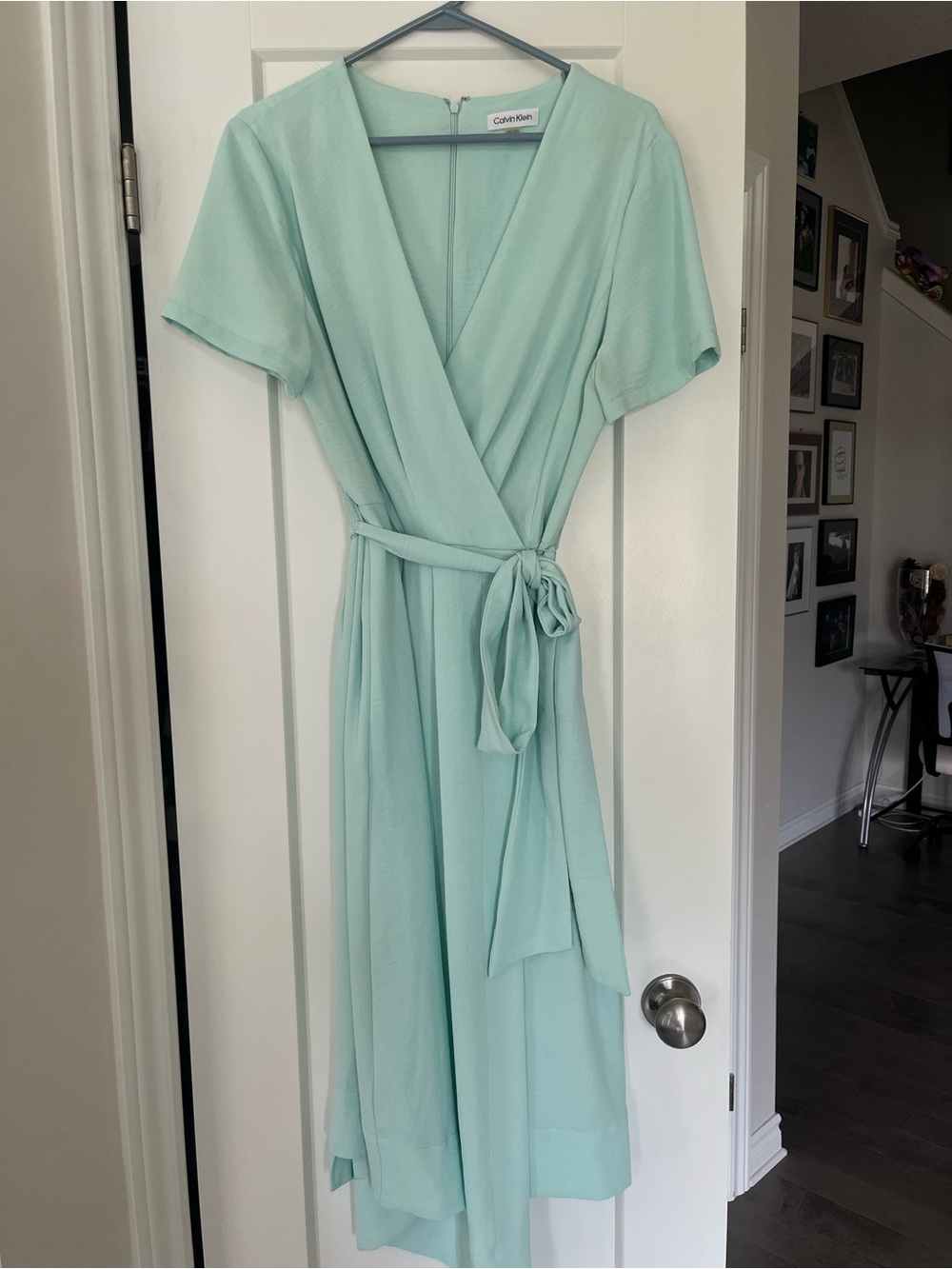 Calvin Klein Seafoam Wrap Midi Dress